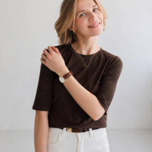 T-shirt z Tencelu | Brąz